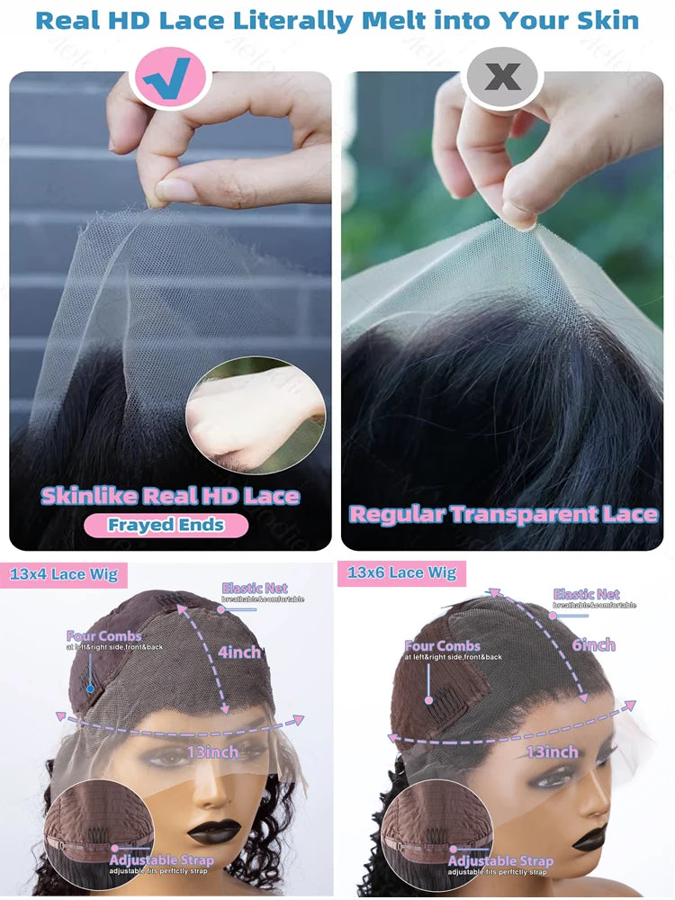 Body Wave 13x6 HD Lace Frontal Wigs Human Hair (Transparent Swiss Lace )