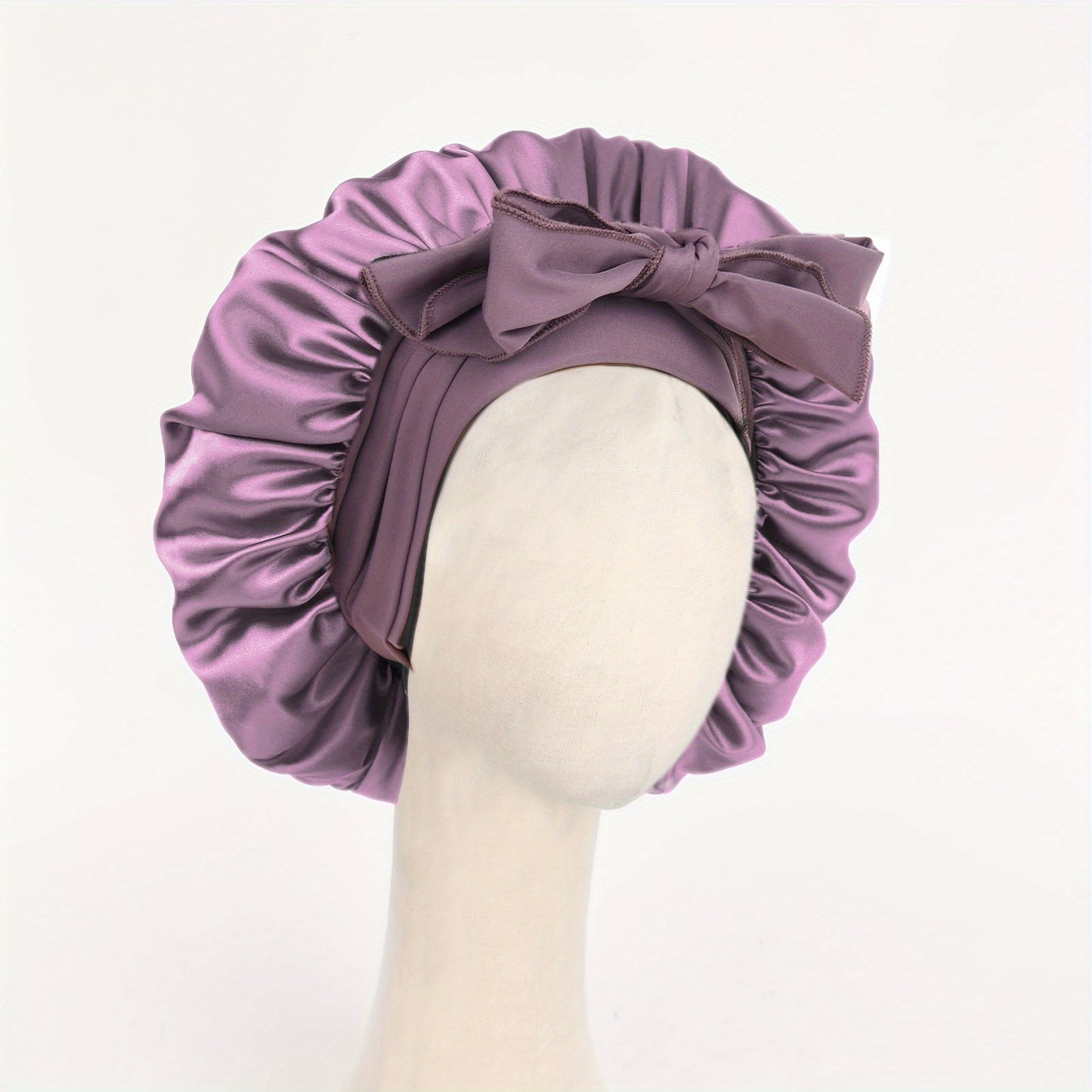Luxurious Satin Bonnet with Adjustable Tie Band & Bow Accent - Soft Hair Protection (Unisex)