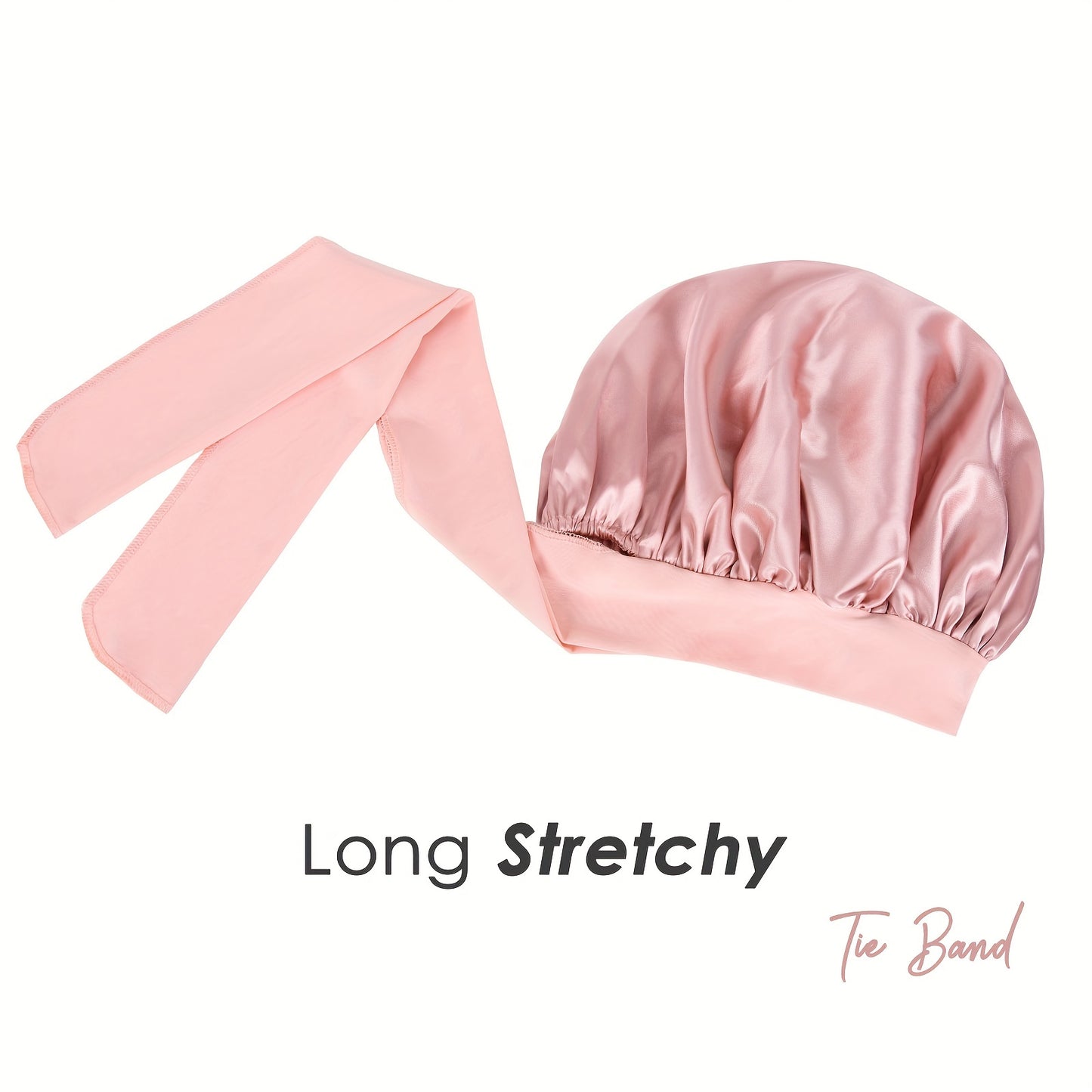 Luxurious Satin Bonnet with Adjustable Tie Band & Bow Accent - Soft Hair Protection (Unisex)