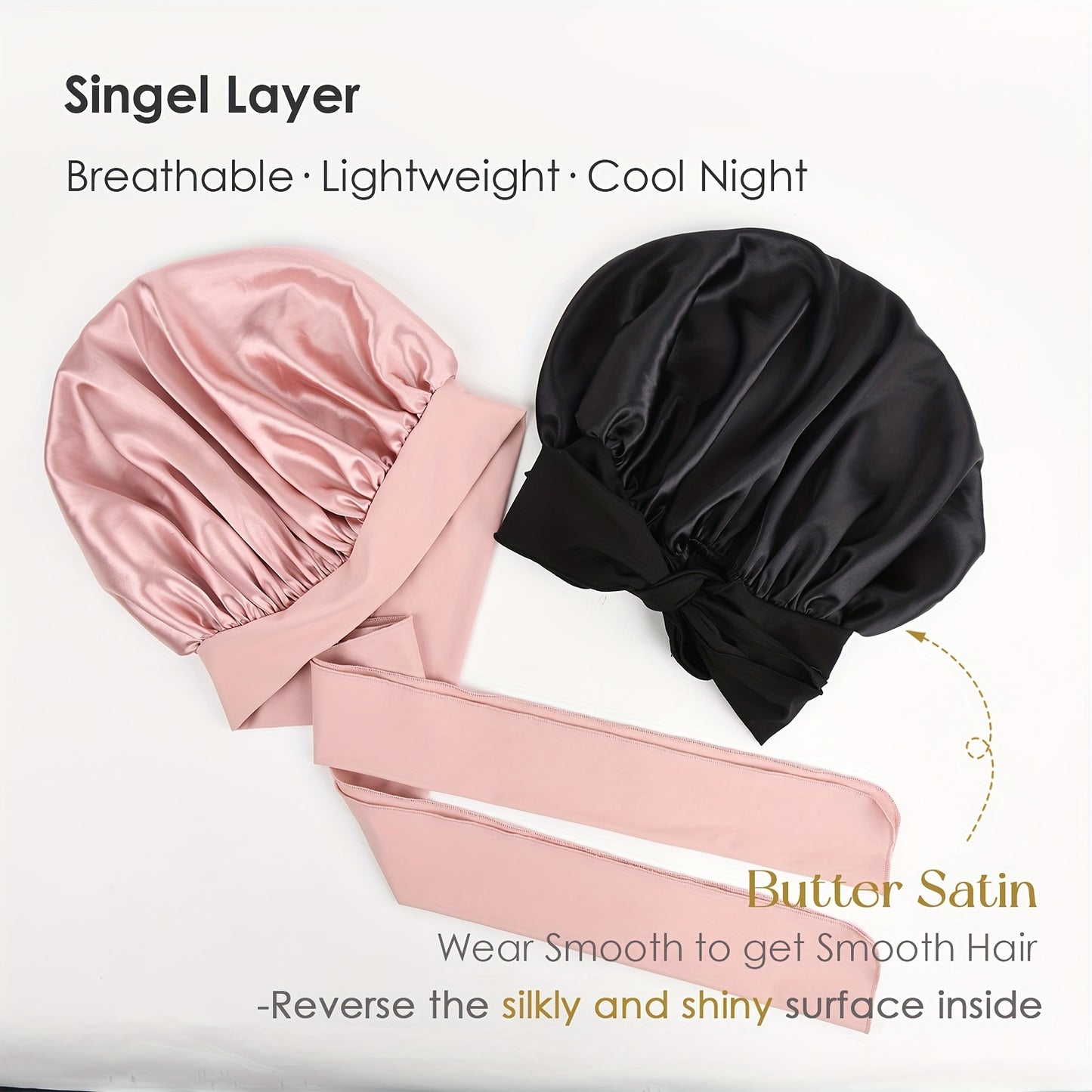 Luxurious Satin Bonnet with Adjustable Tie Band & Bow Accent - Soft Hair Protection (Unisex)
