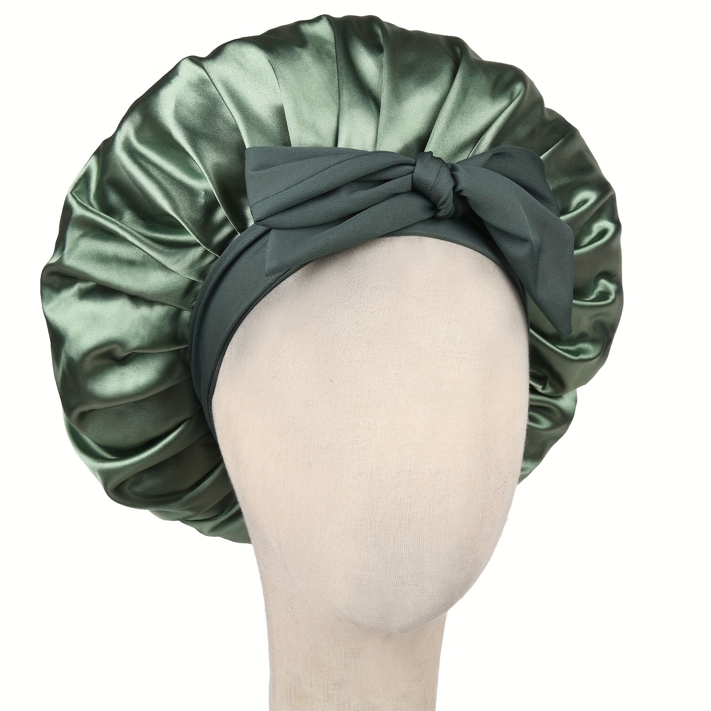 Luxurious Satin Bonnet with Adjustable Tie Band & Bow Accent - Soft Hair Protection (Unisex)