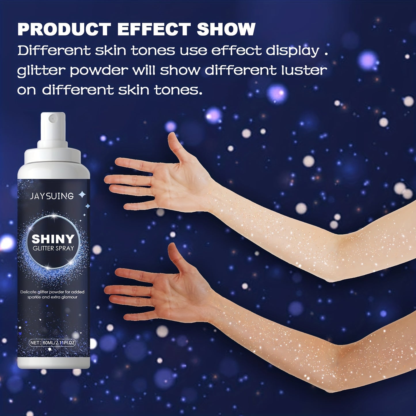 1PCS Shimmer Silver Glitter Hairspray, Hair Body Glitter Spray, (holographic Highlight Powder)