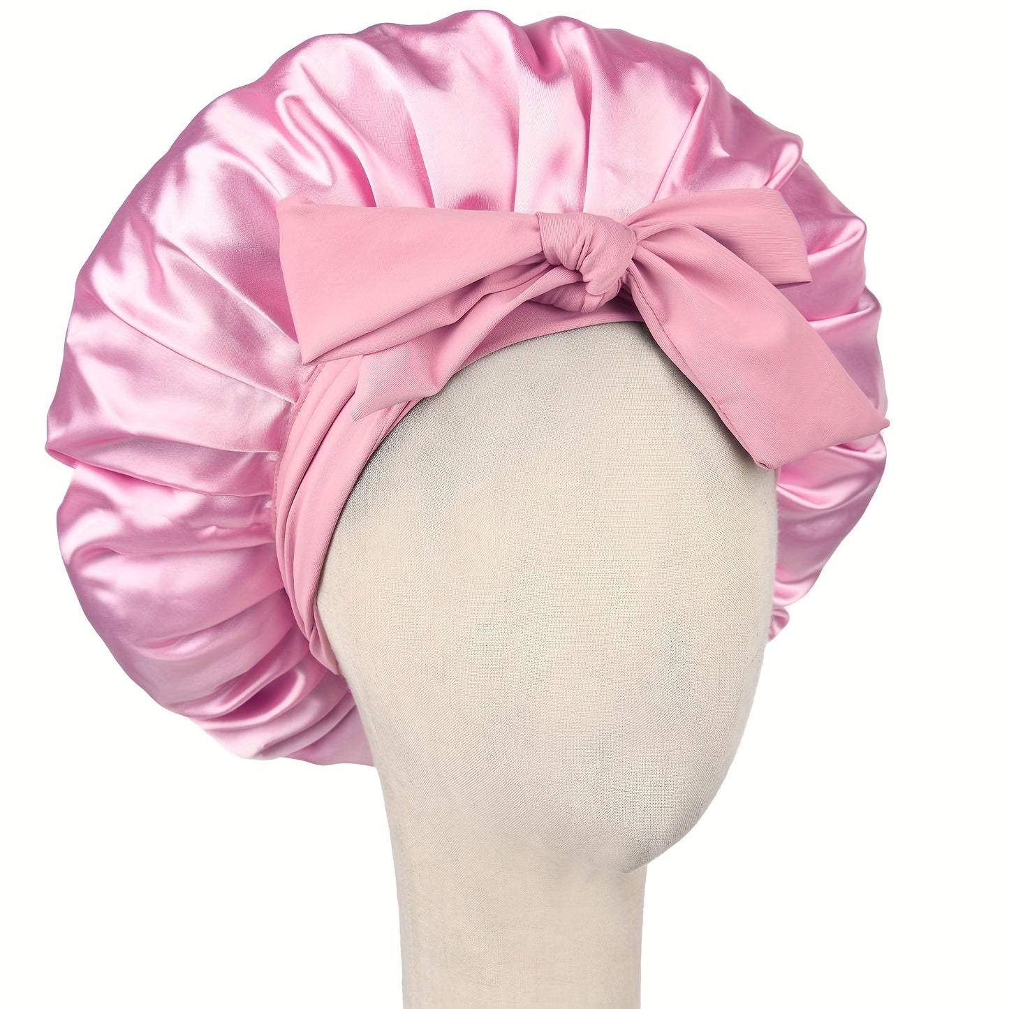 Luxurious Satin Bonnet with Adjustable Tie Band & Bow Accent - Soft Hair Protection (Unisex)