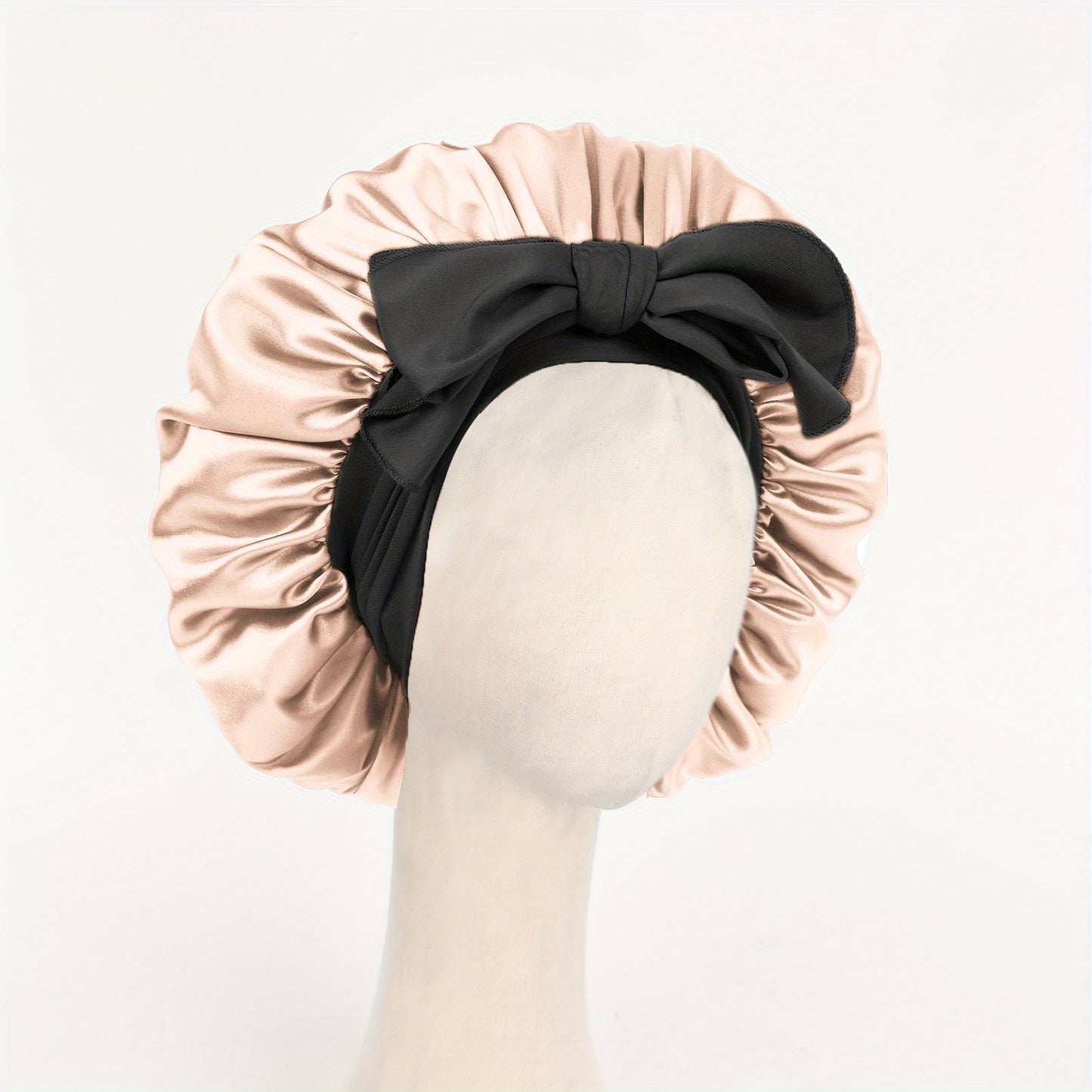 Luxurious Satin Bonnet with Adjustable Tie Band & Bow Accent - Soft Hair Protection (Unisex)