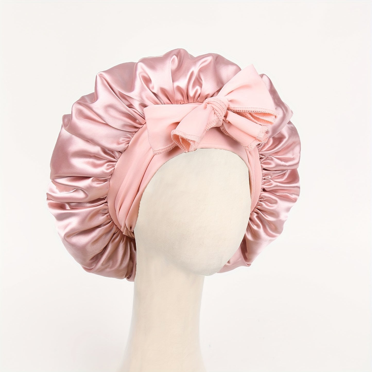 Luxurious Satin Bonnet with Adjustable Tie Band & Bow Accent - Soft Hair Protection (Unisex)