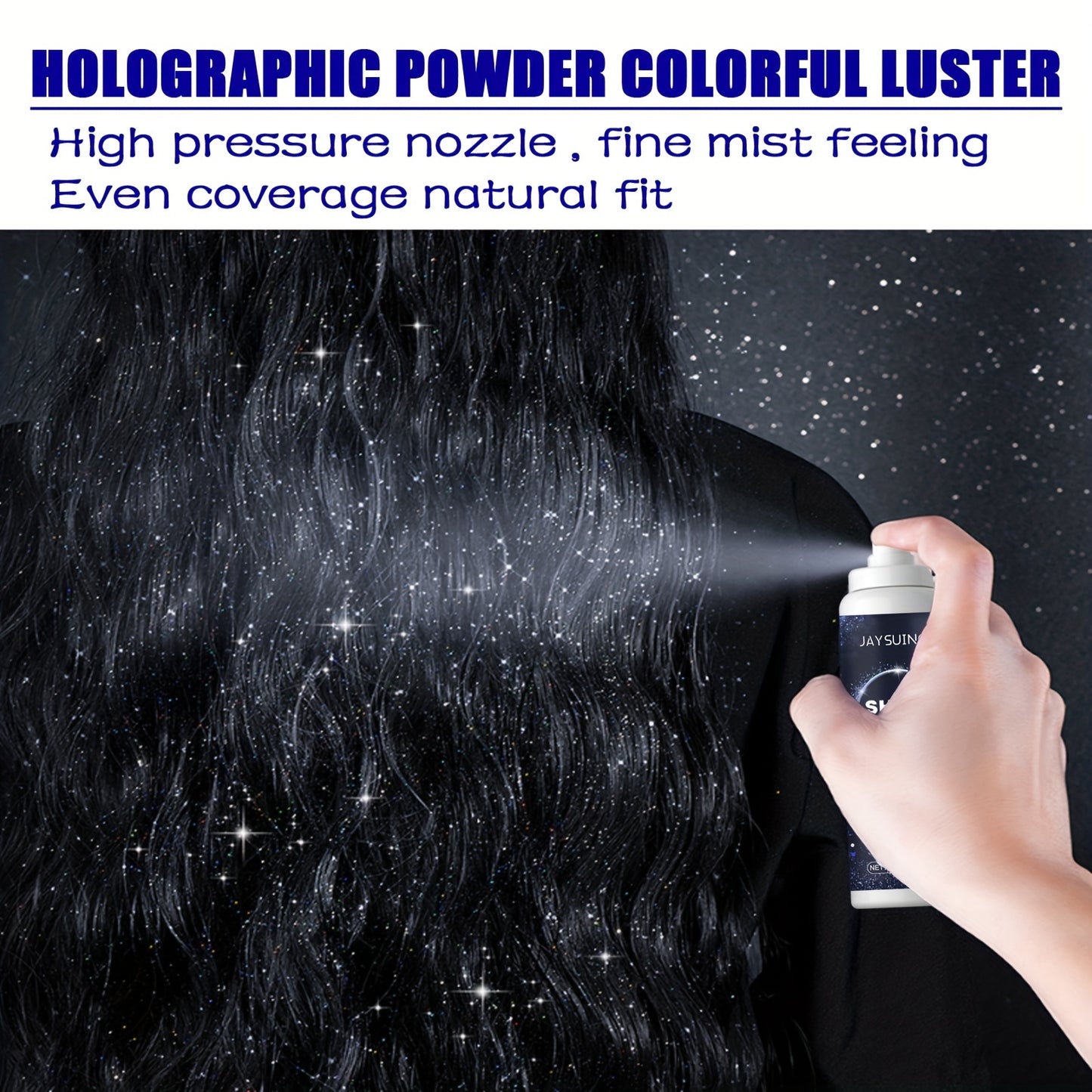 1PCS Shimmer Silver Glitter Hairspray, Hair Body Glitter Spray, (holographic Highlight Powder)