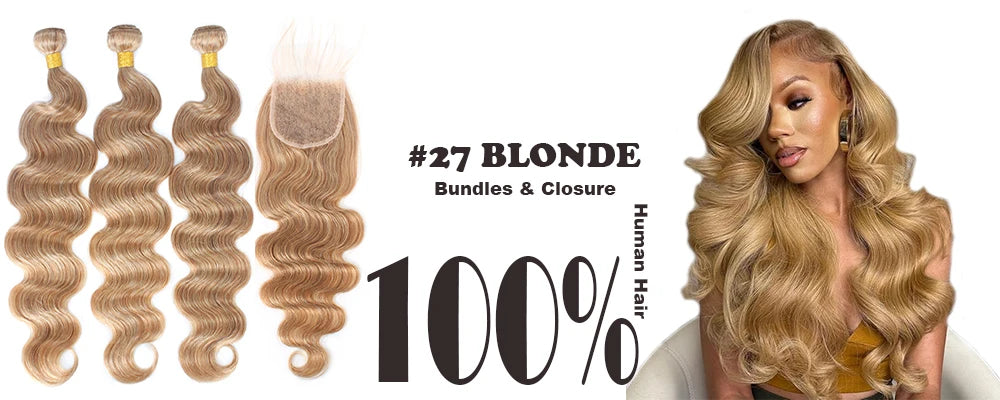 Honey Blonde Body Wave Remy Human Hair Extensions 100g/pc (#617, #27)