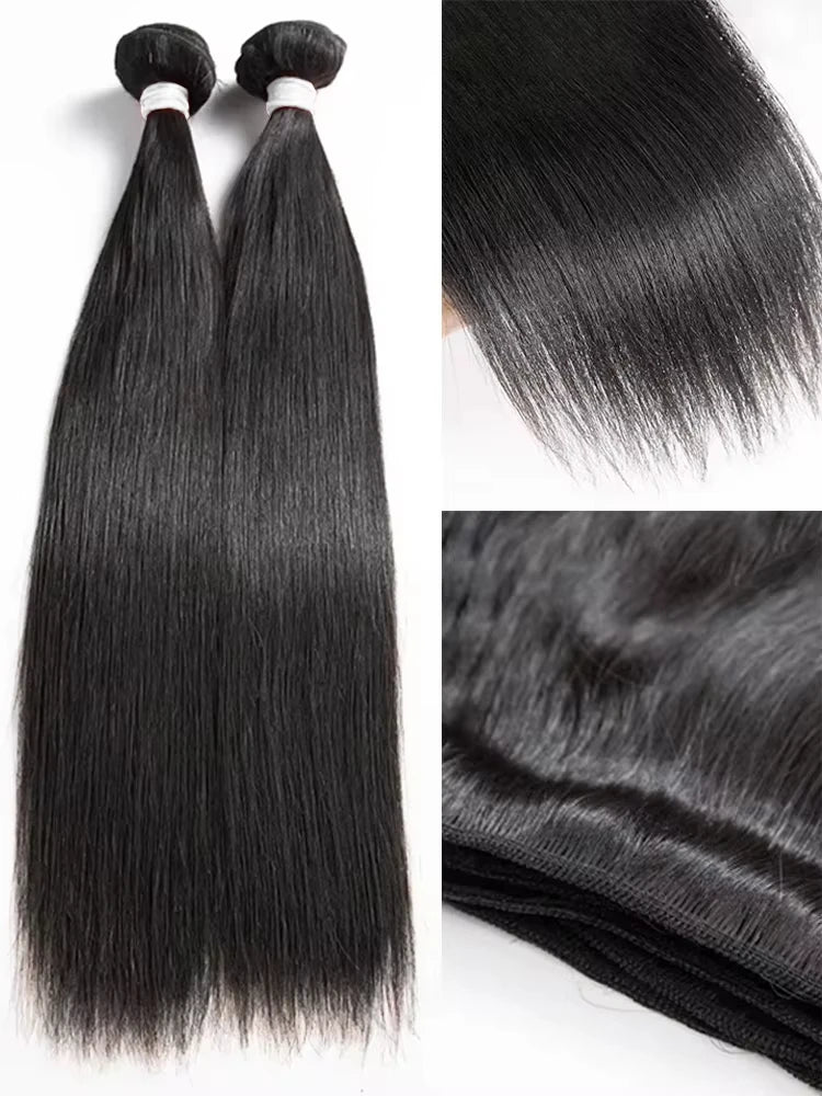 Bone Straight Human Hair 100% Unprocessed Raw Hair (Double Weft)