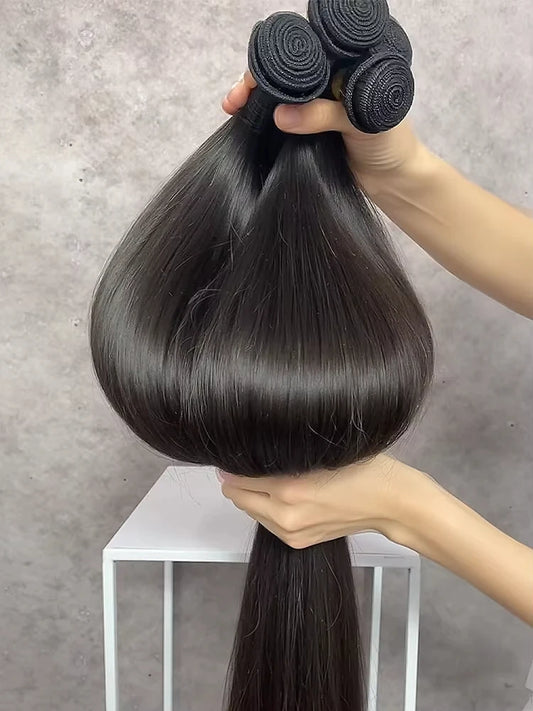 Bone Straight Human Hair 100% Unprocessed Raw Hair (Double Weft)