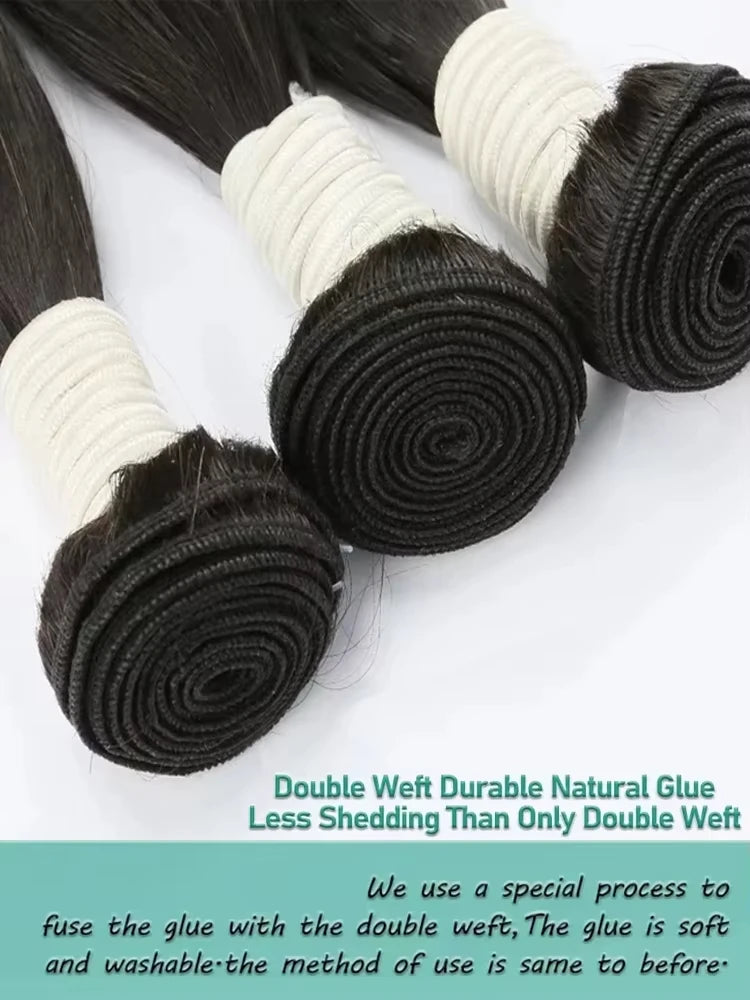Bone Straight Human Hair 100% Unprocessed Raw Hair (Double Weft)