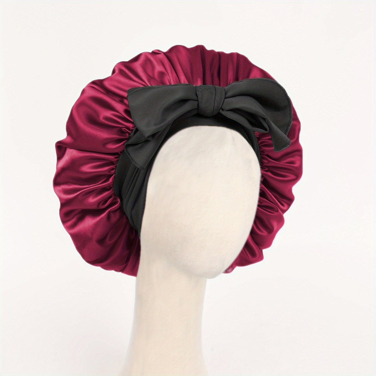 Luxurious Satin Bonnet with Adjustable Tie Band & Bow Accent - Soft Hair Protection (Unisex)