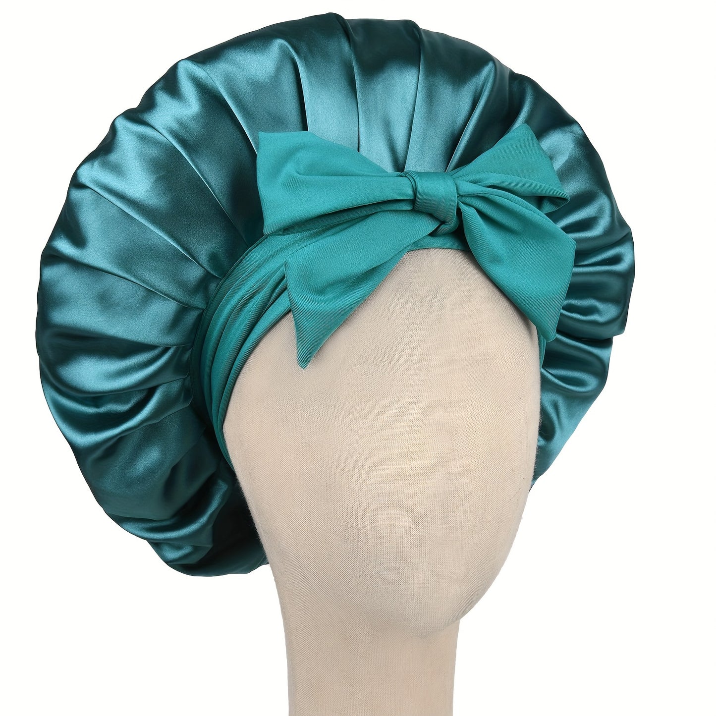 Luxurious Satin Bonnet with Adjustable Tie Band & Bow Accent - Soft Hair Protection (Unisex)
