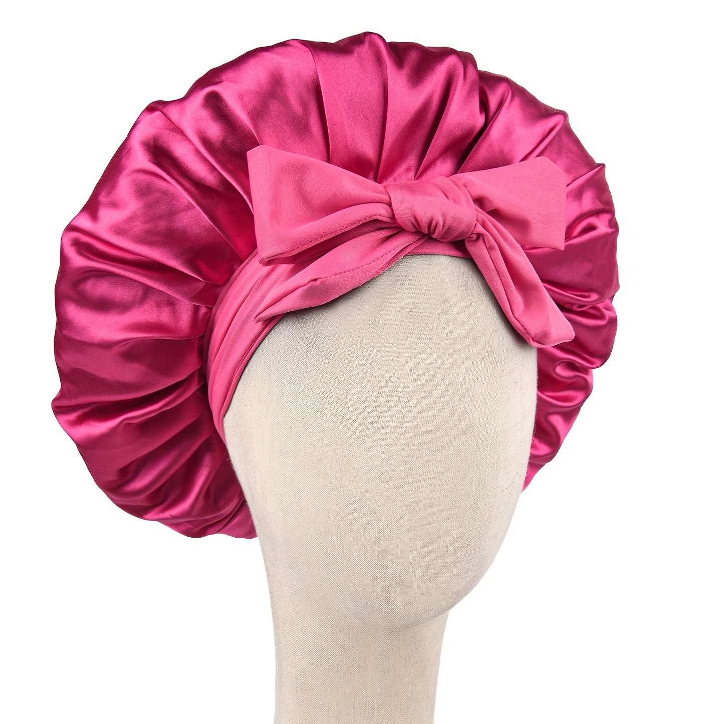Luxurious Satin Bonnet with Adjustable Tie Band & Bow Accent - Soft Hair Protection (Unisex)