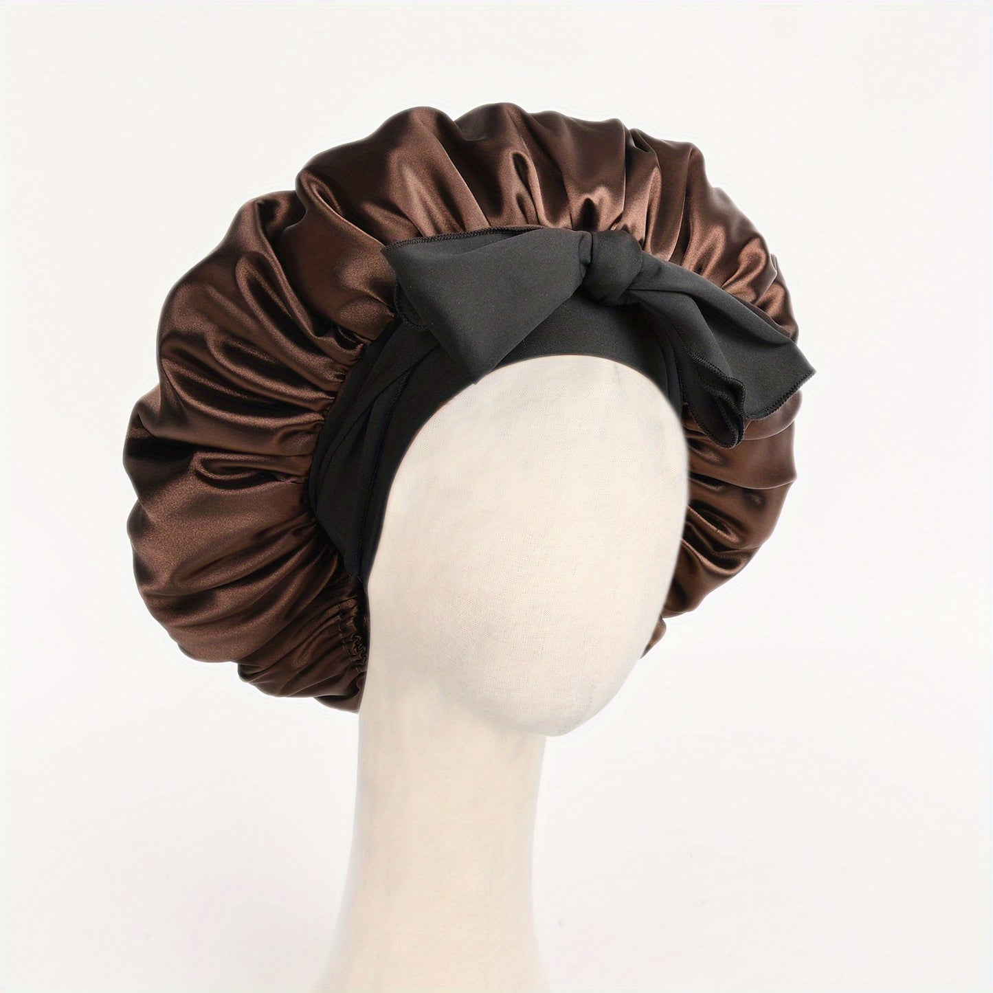 Luxurious Satin Bonnet with Adjustable Tie Band & Bow Accent - Soft Hair Protection (Unisex)