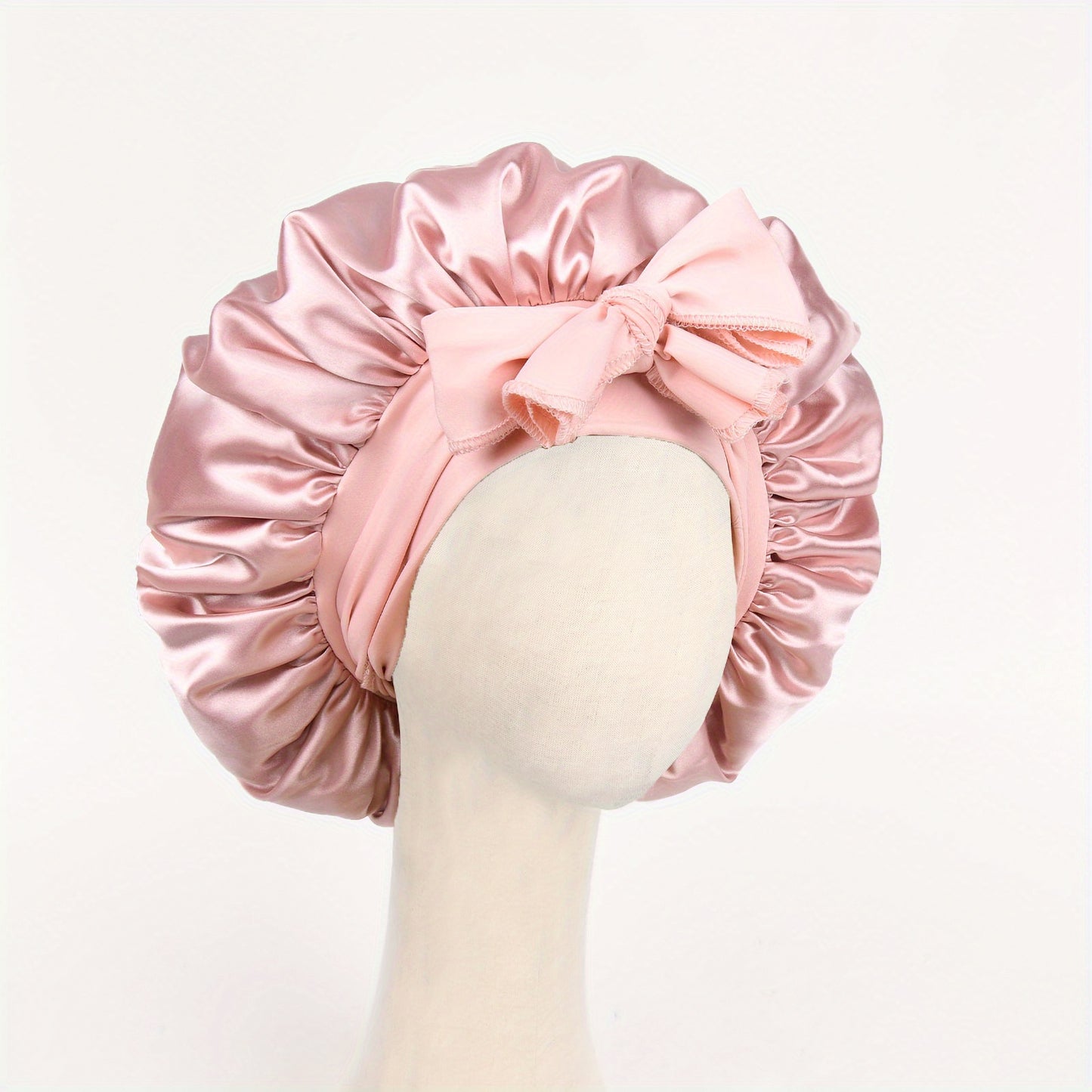 Luxurious Satin Bonnet with Adjustable Tie Band & Bow Accent - Soft Hair Protection (Unisex)