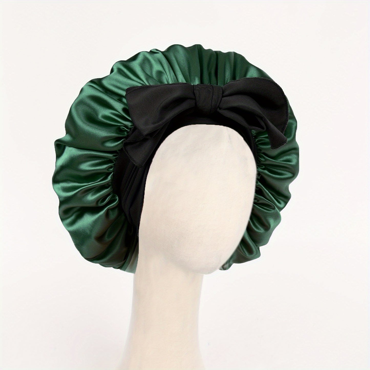 Luxurious Satin Bonnet with Adjustable Tie Band & Bow Accent - Soft Hair Protection (Unisex)