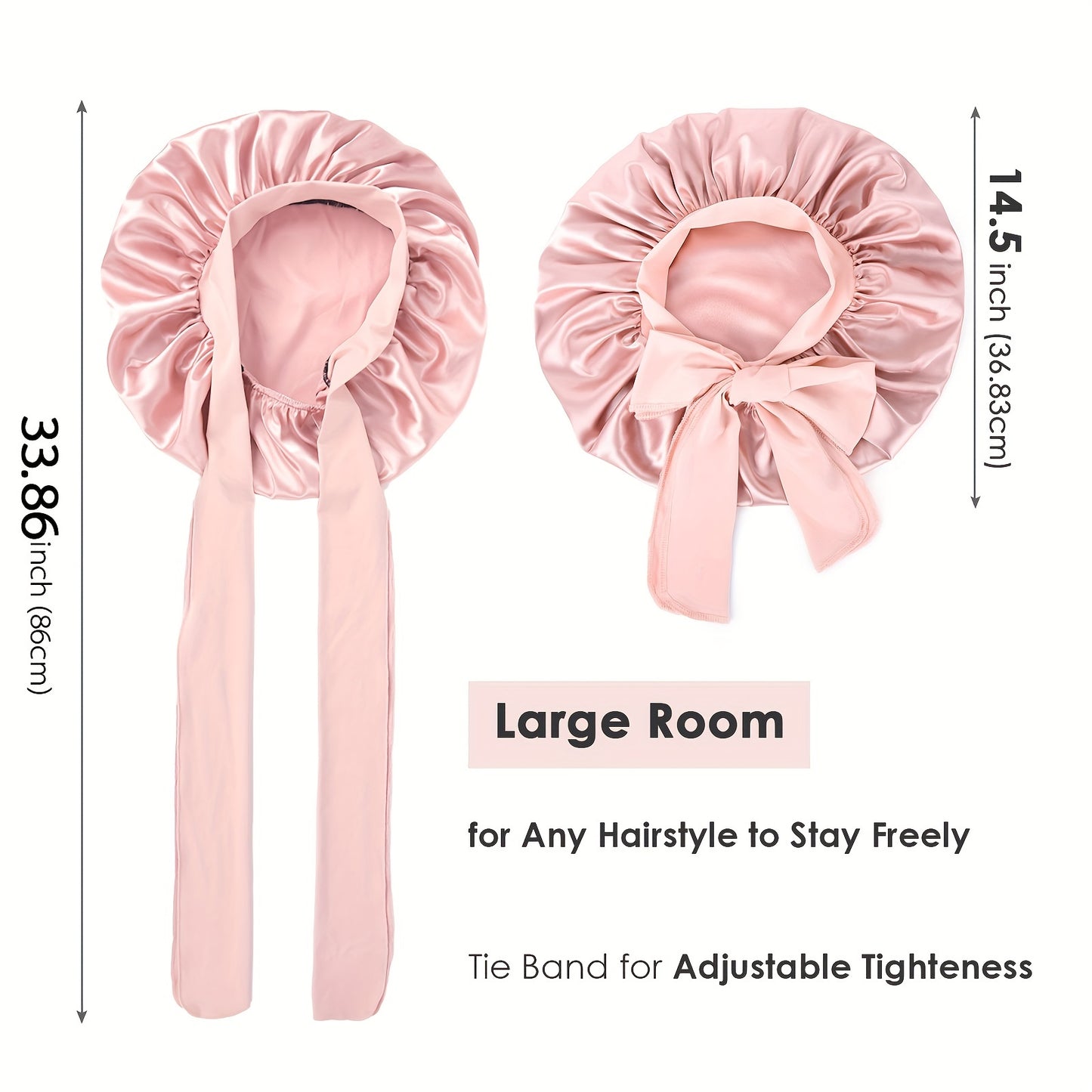 Luxurious Satin Bonnet with Adjustable Tie Band & Bow Accent - Soft Hair Protection (Unisex)