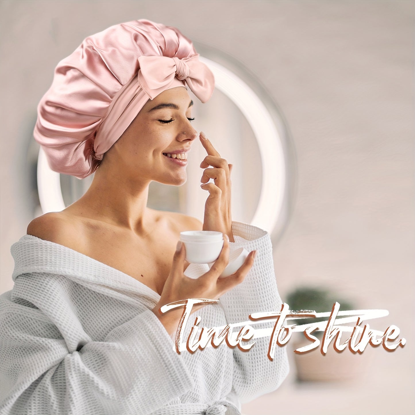 Luxurious Satin Bonnet with Adjustable Tie Band & Bow Accent - Soft Hair Protection (Unisex)
